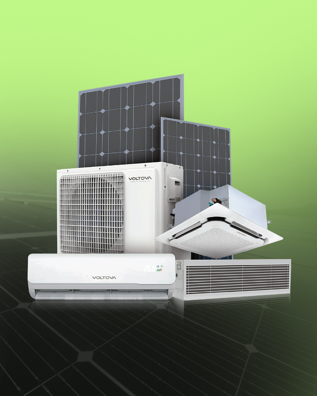Air Conditioners with solar panels